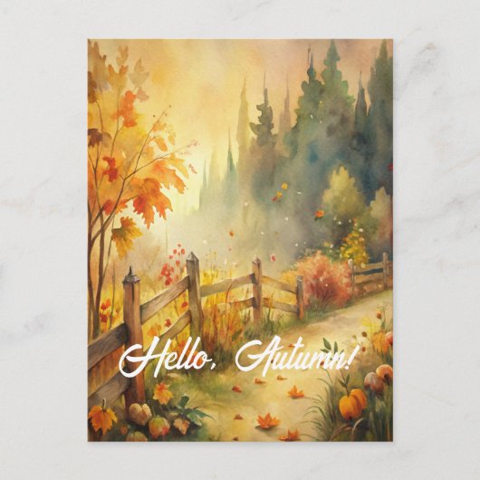 Hallo Herfst - Rustiek Herfst landschap Feestdagenkaart (Voorkant)