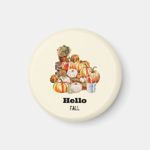 Hallo Herfst rustieke pompoenen en land herfst Magneet