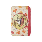 Hallo Herfst, Schattigee kat zit in paraplu Badmat (Voorkant Verticaal)