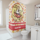 Hallo Herfst, Schattigee kat zit in paraplu Douchegordijn (In situ)