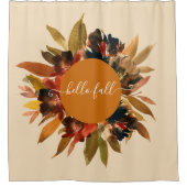 hallo Herfst Script Floral Waterverf herfst Douchegordijn (Voorkant)