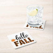 hallo Herfst Vierkante Kartonnen Onderzetter (Insitu)