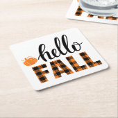 hallo Herfst Vierkante Kartonnen Onderzetter (Schuin)