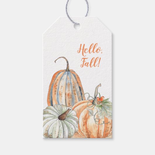 hallo Herfst Waterverf Pumpkins Cadeaulabel (Voorkant)