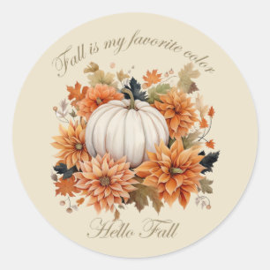Hallo Herfst waterverf wilde bloemen herfstbladere Ronde Sticker