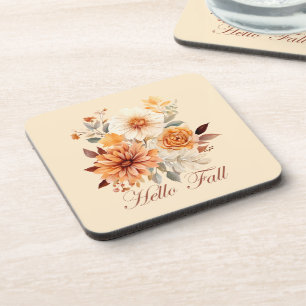 Hallo herfst Waterverf wilde bloemen verlaat herfs Bier Onderzetter