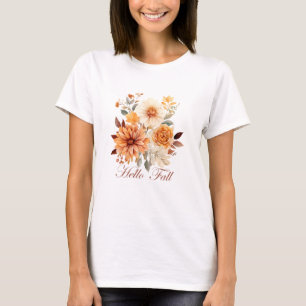 Hallo herfst Waterverf wilde bloemen verlaat herfs T-shirt
