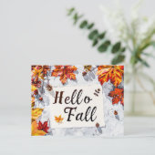 Hallo Herfst wenskaart met bloemen Briefkaart (Staand voorkant)