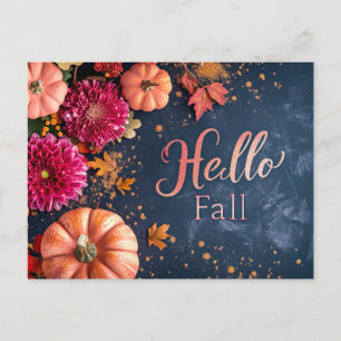 Hallo Herfst wenskaart met bloemen Briefkaart