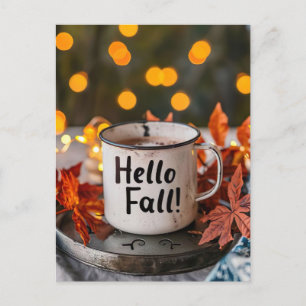 Hallo herfst wenskaart met mok briefkaart