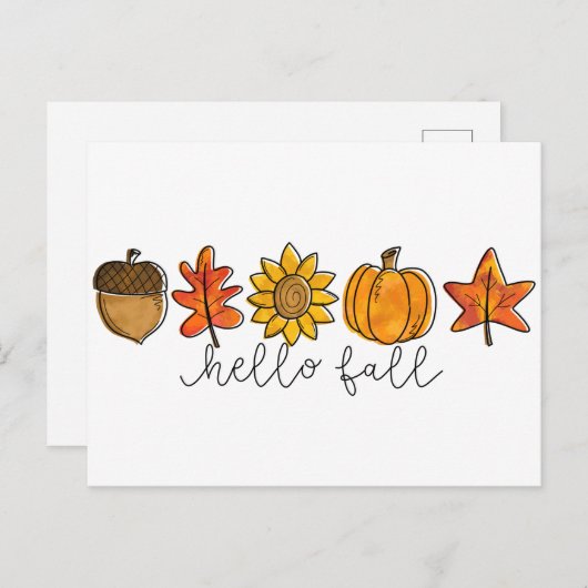 hallo Herfst Zonnebloembladeren en pompoen Briefkaart (Voorkant / Achterkant)