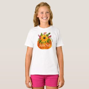 Hallo Herfst Zonnebloemen Pompoen Herfst Landelijk T-shirt