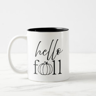 hallo herfst Zwart en Wit Koffiemok Tweekleurige Koffiemok