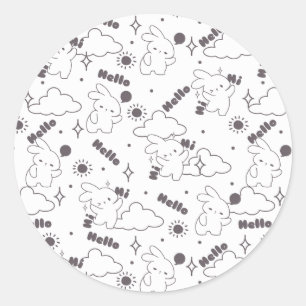 Hallo, Het is Bunny Time met Loppy Tokki's Duo Lin Ronde Sticker