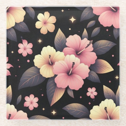 Hallo Hibiscus Glazen Onderzetter (Voorkant)