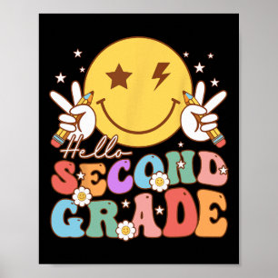 Hallo Hippie Glimlachend Gezicht Tweede Klas Vinta Poster