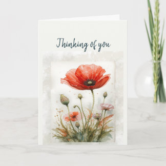 Hallo Hoi, Ik denk aan jou, Garden Poppy Flower Ar Kaart