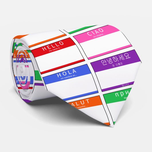 hallo, Hola, Salut Stropdas (Opgerold)