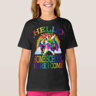 Hallo Homeschool Here I Come Unicorn T-shirt