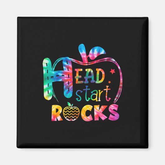 hallo Hoofd Start Rock Tie Dye Back to School Teac Magneet (Voorkant)