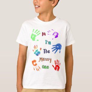 Hallo, ik ben de rommelige - verf handafdrukken t-shirt