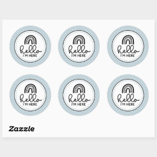 Hallo Ik ben hier Baby mijlpaal Ronde Sticker