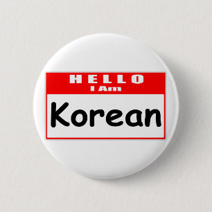 Hallo, ik ben Koreaans... naamplaatje Ronde Button 5,7 Cm