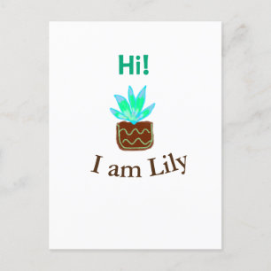 Hallo ik ben Lily cactus succulent voeg naam water Briefkaart