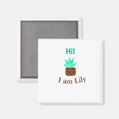 Hallo ik ben Lily cactus succulent voeg naam water Magneet (Voorkant / Achterkant)