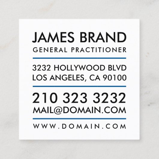 Hallo Ik ben uw huisarts Vierkante Visitekaartje (Achterkant)