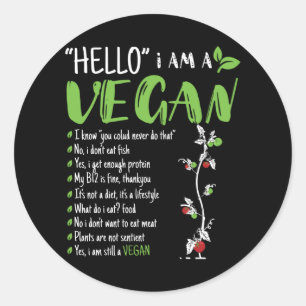 Hallo Ik ben veganist Ronde Sticker