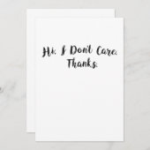 Hallo, ik geef geen Bedankt om. (Voorkant / Achterkant)