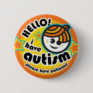 "Hallo! Ik heb een autisme knop (boy1) Ronde Button 5,7 Cm