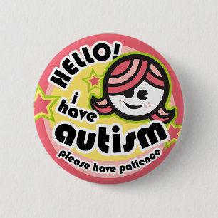 "Hallo! Ik heb een autisme knop (girl2) Ronde Button 5,7 Cm