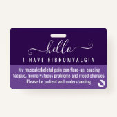 hallo Ik heb FIBROMYALGIE handicap ID Badge (Voorkant)