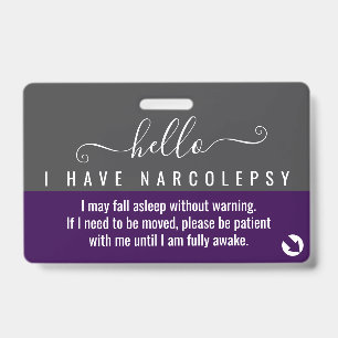 hallo ik heb narcolepsie handicap id badge