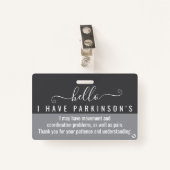 hallo · ik heb PARKINSONS invaliditeits-id Badge (Voorkant met clip)