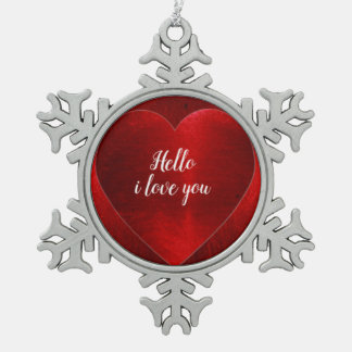 hallo ik hou van je tin sneeuwvlok ornament