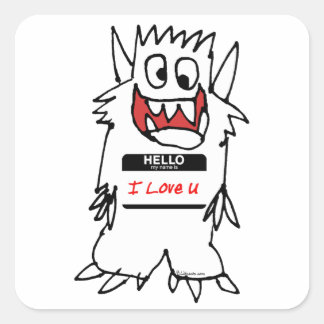 hallo, ik hou van U Monster Vierkante Sticker