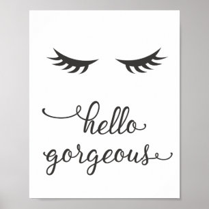 hallo in Donkere grijs Poster