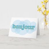 Hallo in het Frans bonjour met argyle patroon Kaart (Gele Bloem)