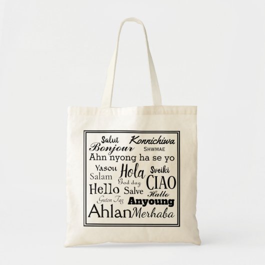 Hallo in verschillende talen boodschappentas tote bag (Voorkant)