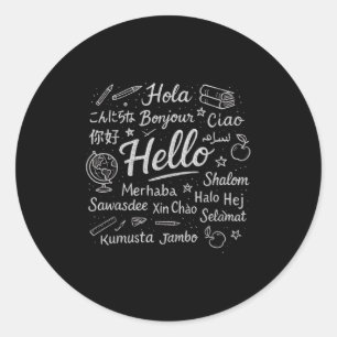 Hallo In verschillende talen Travel Vacation ESL T Ronde Sticker