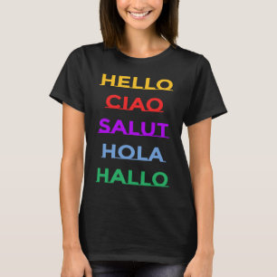 hallo in verschillende talen voor volwassenen en K T-shirt