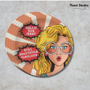 Hallo jaren '30 Vrouw Retro jaren '90 Leuke Verja Papieren Bordje