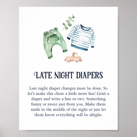 Hallo Jongen Baby 'Late Night Diaper' Poster (Voorkant)
