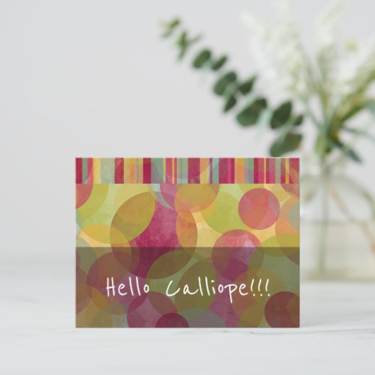 hallo Jouw naam Friendly Red Yellow Oranje Green Briefkaart (Staand voorkant)