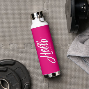 Hallo Jouw naam Heet roze Waterfles