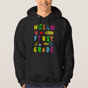 Hallo juffrouw eerste klas terug naar school lerar hoodie