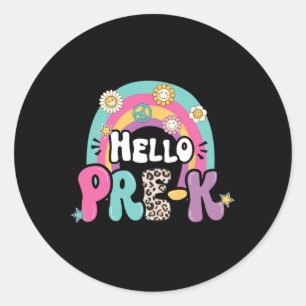 Hallo ₩-k Terug naar Schoolleraren Kinder Eerste D Ronde Sticker